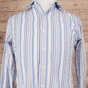Van Heusen Studio Shirt Mens M Blue Stripe Long Sleeve Button-Up Slim Fit